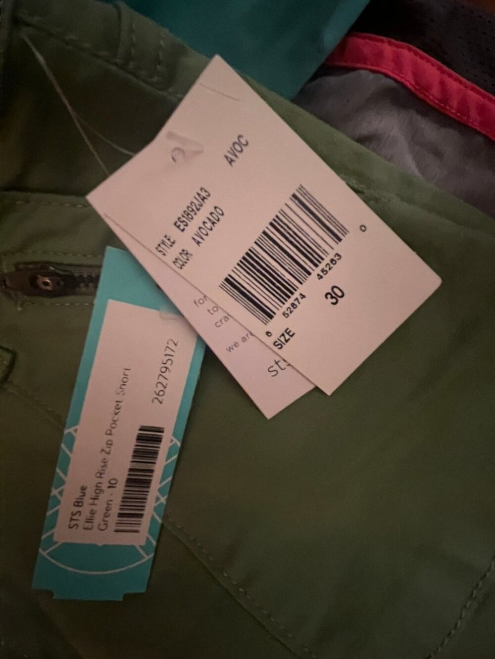 NWT STS Blue Ellie High Rise Zip Pocket Shorts Avocado Green Size 30 (10)